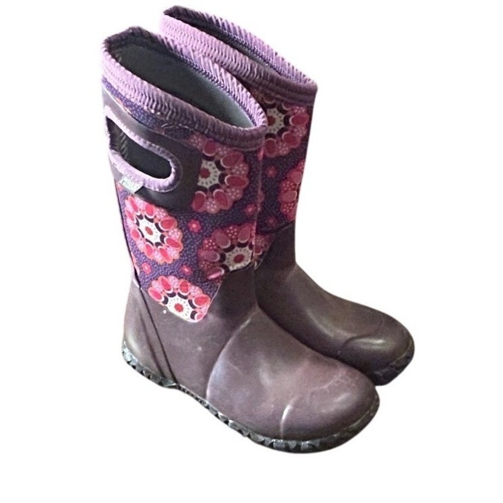 Bogs Kaleidoscope Rain Boots Kids 13 Purple Waterproof Insulated Winter Snow